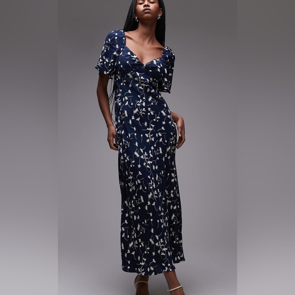 & Other Stories Navy and White Floral Maxi Dress